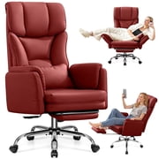 Primy Cross Legged Office Chair with Footrest & Convertible Armrests, 500LBS Capacity Home Desk Chair, Ergonomic Recliner with Lumbar Pillow, Criss Cross Design, Big and Tall Executive Chair