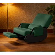 Primy Nursery Rocking Chair, Low-Seat Glider Chair, Upholstered Rocking Accent Chair Recliner with Side Pocket and Foot Rest for Mom Nursery Living Room Bedroom
