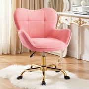 Primy Vanity Chair with Wheels, Home Office Chair Cute Makeup Desk Chairs Adjustable Height for Bedroom, Modern Accent Chair with Back
