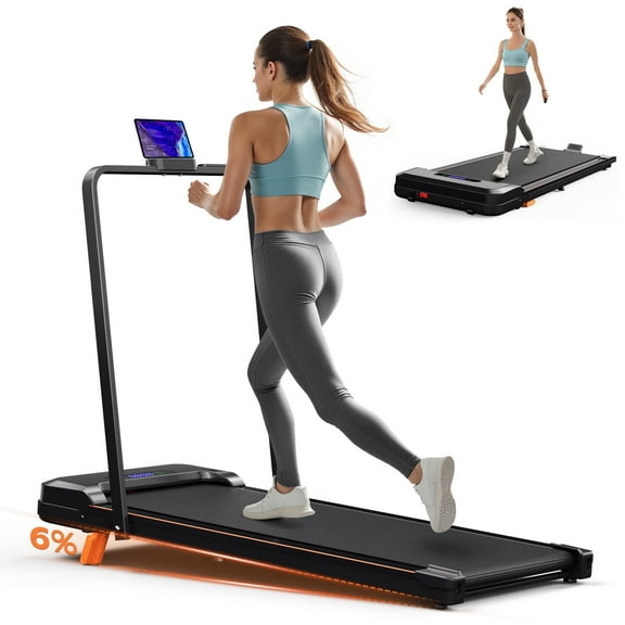 Primy Walking Pad with Incline and Handle, 4 in 1 Compact Under Desk Treadmill for Walking Jogging, Portable Foldable Treadmill, Modern Fitness Equipment, Stable Workout Running Machine