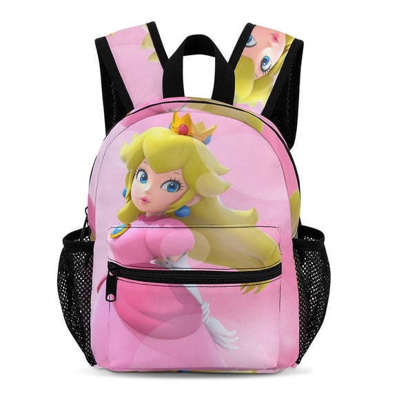 Prin-cess Cartoon Pe-ach Backpacks 13inch Bookbag Casual Daypack Backpacks for Travel Camping Hiking