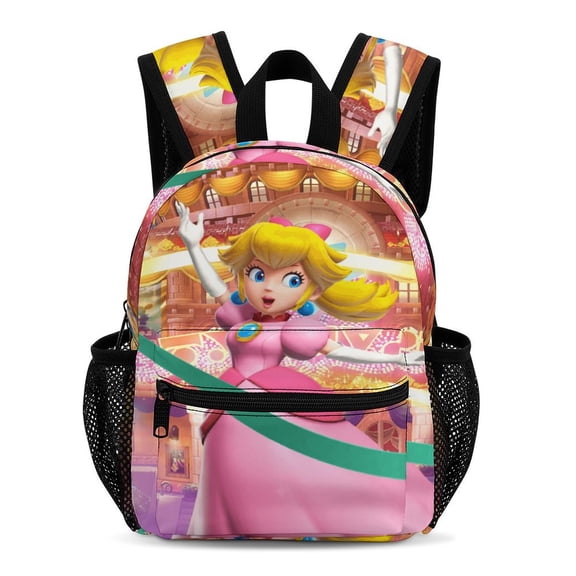 Prin-cess Cartoon Pe-ach Backpacks 13inch Bookbag Casual Daypack Backpacks for Travel Camping Hiking