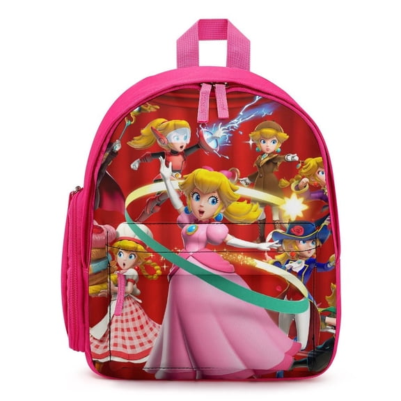 Prin-cess Cartoon Pe-ach Backpacks Bookbag Casual Daypack Backpacks for Travel Camping Hiking