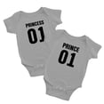 thumbnail image 1 of Prince 01 Princess 01 Baby Bodysuit Baby wins Clothes Jumpsuit (Gray, 3-6M), 1 of 5