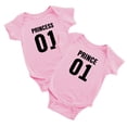 thumbnail image 1 of Prince 01 Princess 01 Baby Bodysuit Baby wins Clothes Jumpsuit (Pink, 6-12M), 1 of 5