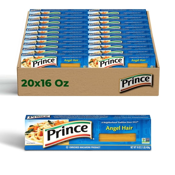 Prince Angel Hair Pasta (20-Pack, 16 oz) Thin Italian pasta, cooks quickly & pairs with light sauces, olive oil & veggies.