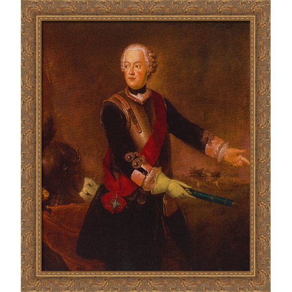 Prince Augustus William of Prussia 28x34 Large Gold Ornate Wood Framed Canvas Art by Antoine Pesne