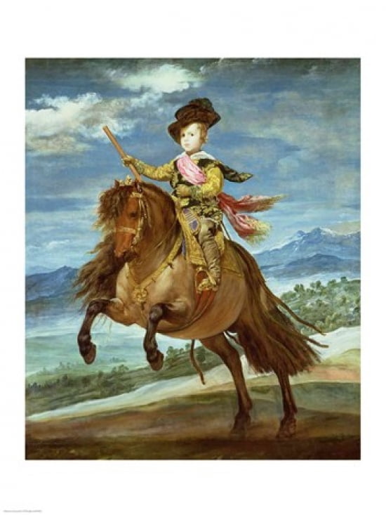 Prince Balthasar Carlos on horseback Canvas Art - Diego Velazquez (18 x 24)