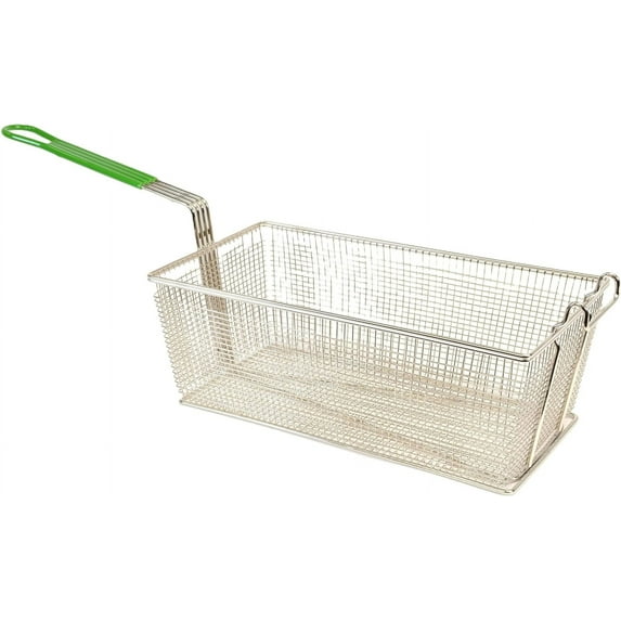 Prince Castle Fry Basket, Wire Mesh with Green Plastisol Handles (16.75" X 8.75" X 6") - French Fry Basket for Restaurants and Food Service Establishments