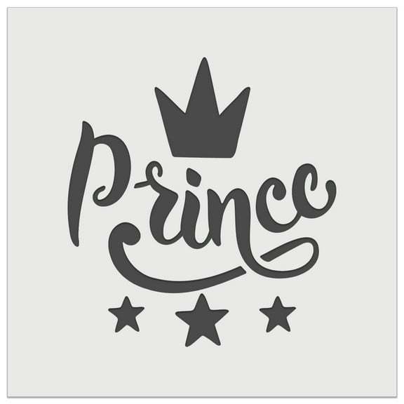 Prince Cursive with Crown and Stars DIY Cookie Wall Craft Stencil - 3.5 Inch