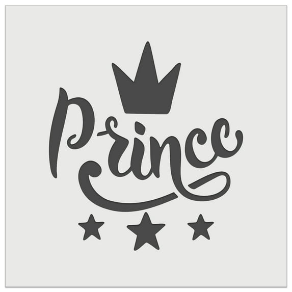 Prince Cursive with Crown and Stars DIY Cookie Wall Craft Stencil - 5.5 Inch