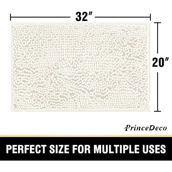 Prince Deco Bathroom Rugs Bath Mats for Bathroom Non Slip Chenille Bathroom Runner Rug Extra Soft and Absorbent Shaggy Rugs Washable Dry Fast Plush Area Carpet Mats for Bath Room