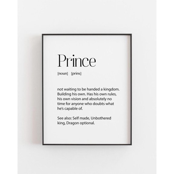 Prince Definition Wall Art Print, Empowering Boy Room Typography Decor