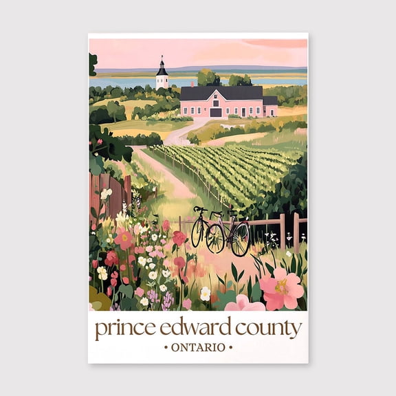 Prince Edward County Ontario Print, PEC Canada Travel Canvas, Vineyard and Lake Wall Art, Country Decor