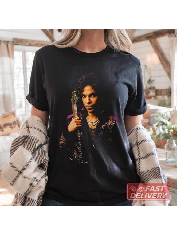 Prince Halftone Graphic T-shirt, Purple Rain Era Rock Apparel, Music Streetwear