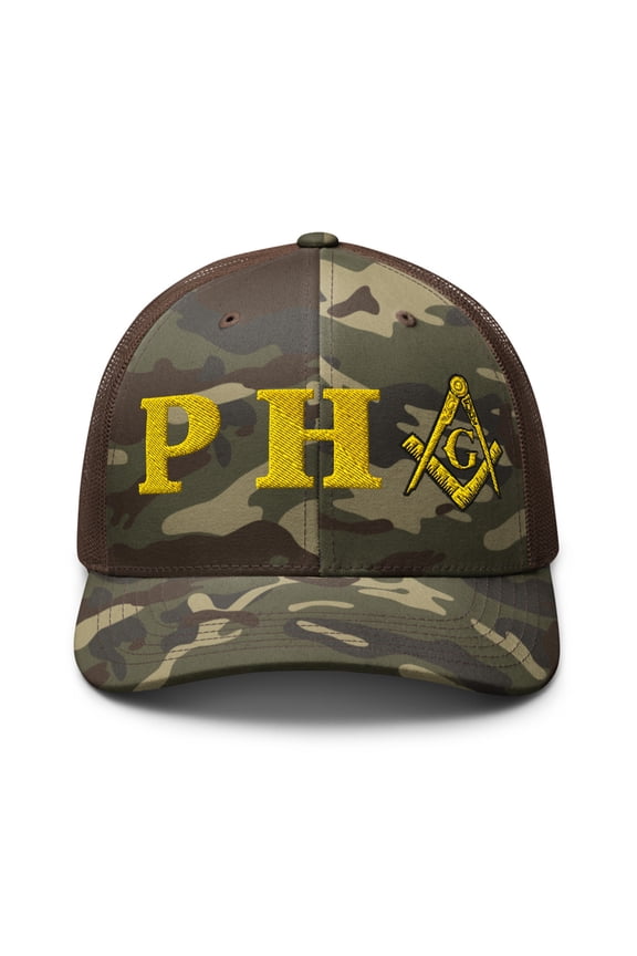 Prince Hall Affiliated Freemason Camouflage trucker hat (Camo/Brown)