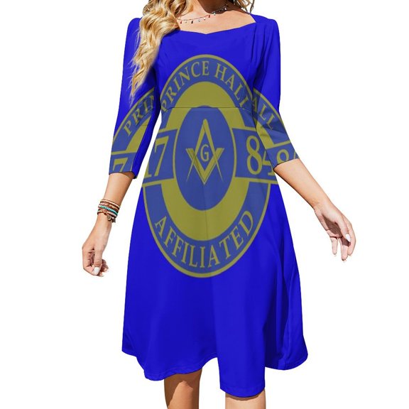 Prince Hall Masons 1784 Sweetheart Knot Flared Dress Fashion Design Large Size Loose Dress Spring Summer Women Dress