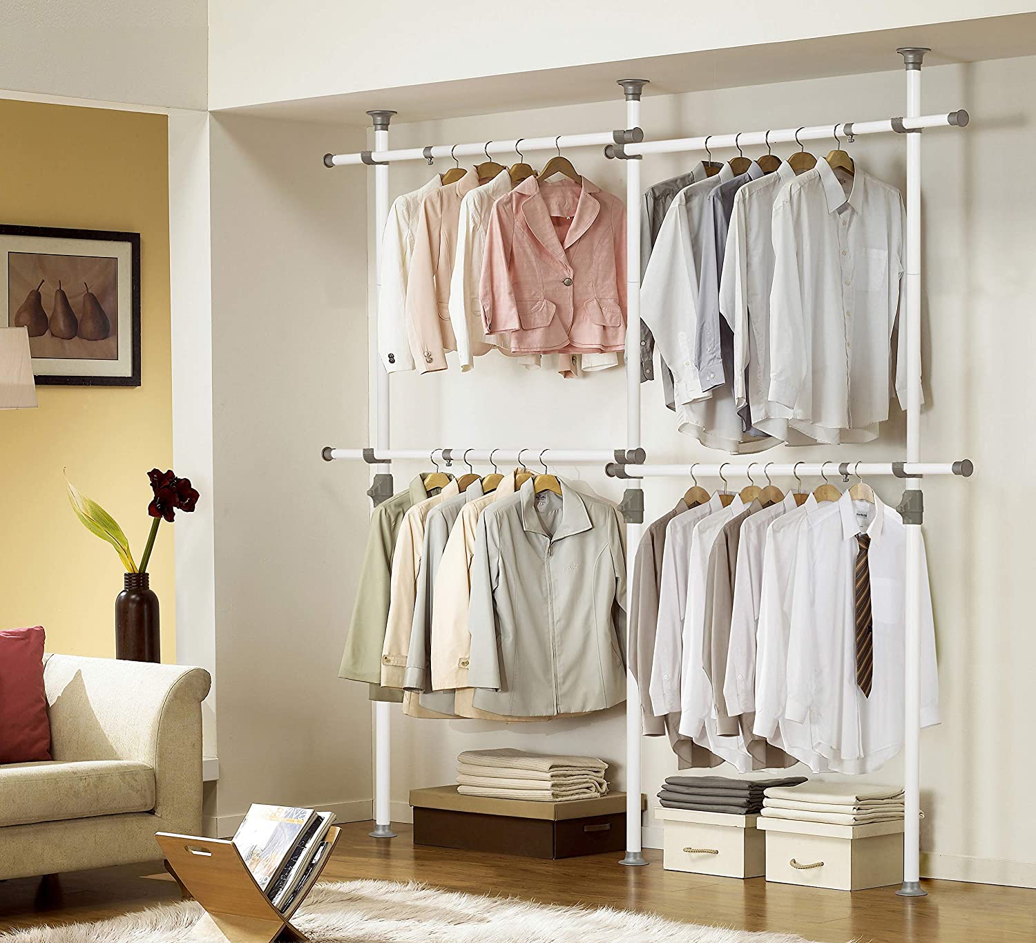 Prince Hanger One Touch Double 2 Tier Adjustable Hanger Clothing Rack Heavy Duty