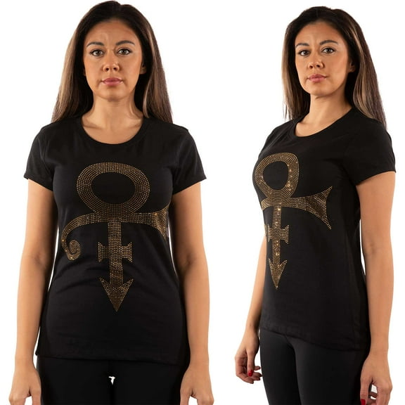 Prince Ladies Embellished T-Shirt: Gold Symbol (Large)