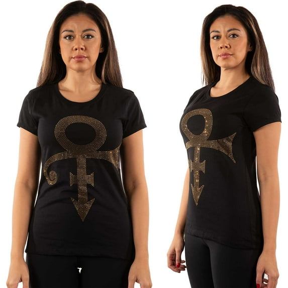 Prince Ladies Embellished T-Shirt: Gold Symbol (Large)