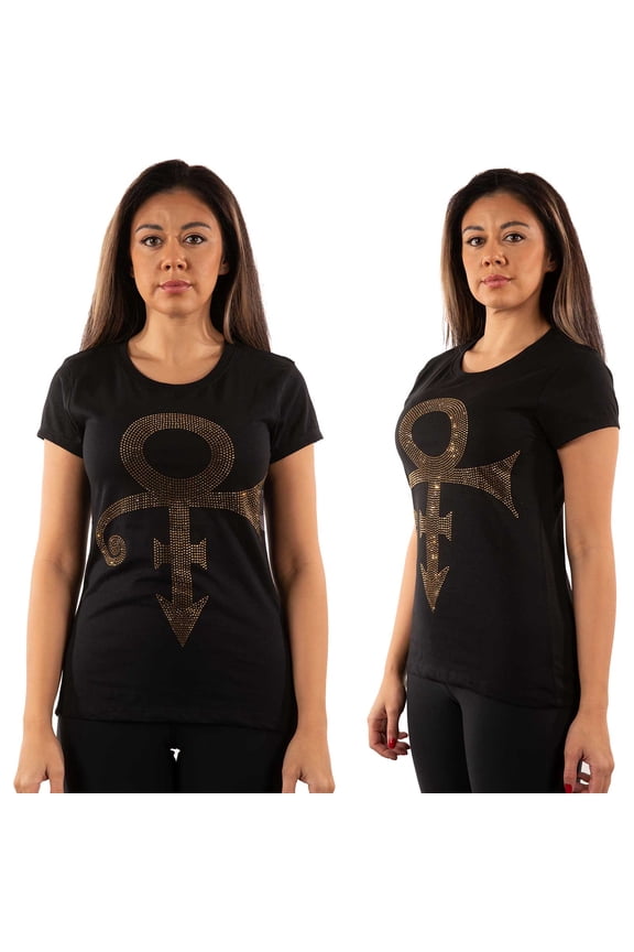 Prince Ladies Embellished T-Shirt: Gold Symbol (Small)