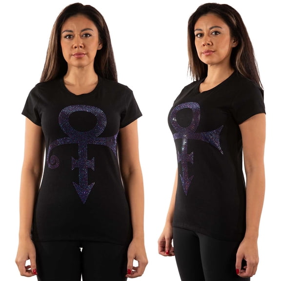 Prince Ladies Embellished T-Shirt: Purple Symbol (Small)