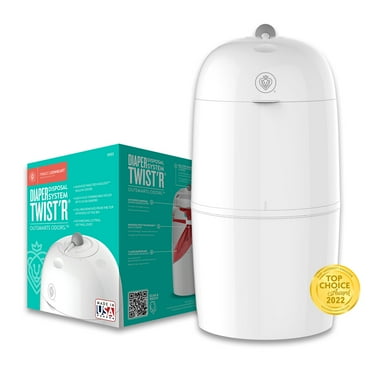 Prince Lionheart White Diaper Twist’R Diaper Pail - Outsmarts Odors with Patented Twist Technology