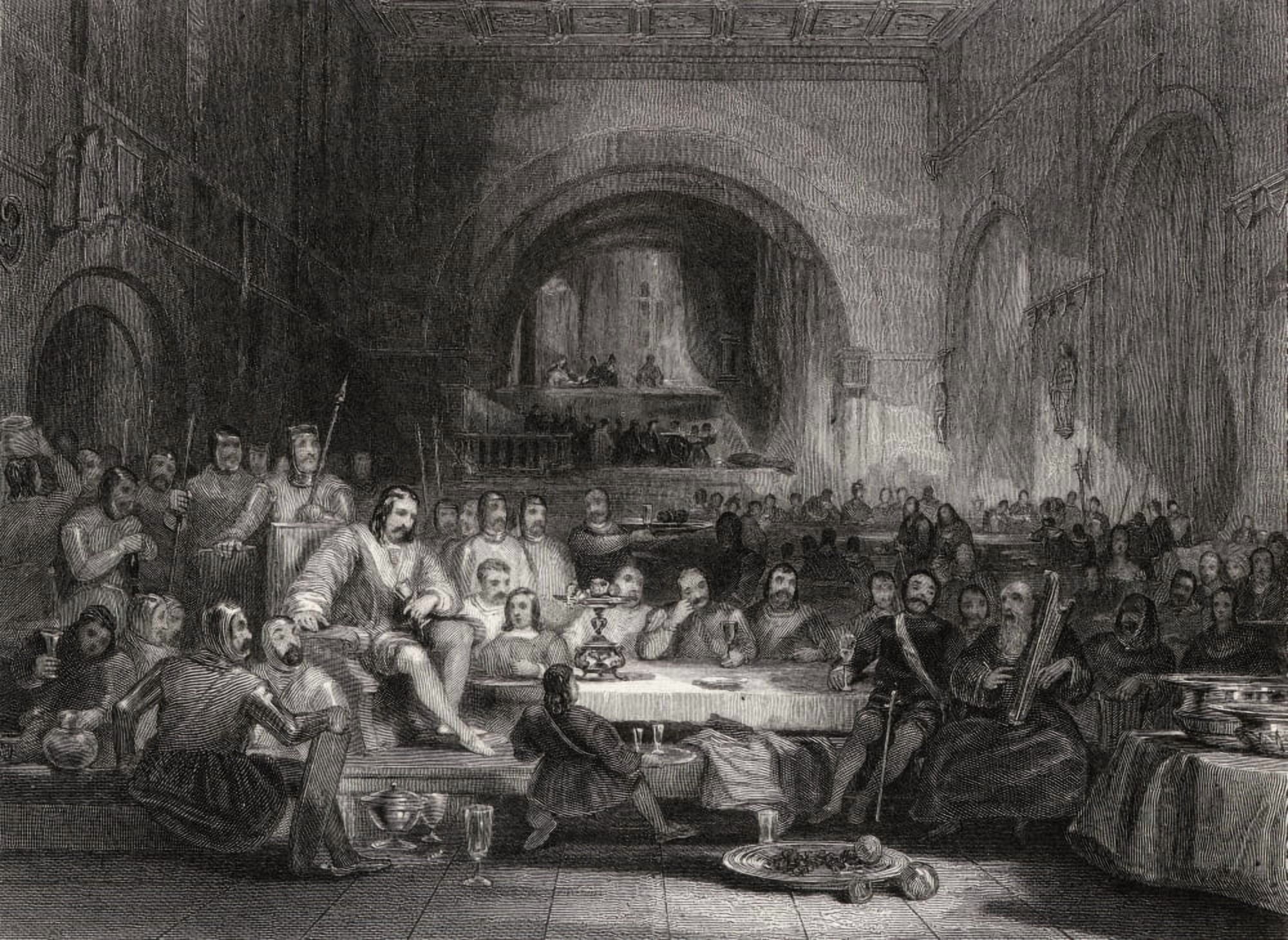 Prince Llewellyn And His Barons Engraved By W Radclyffe After G Cattermole Canvas Art - Ken Welsh Design Pics (17 x 12)