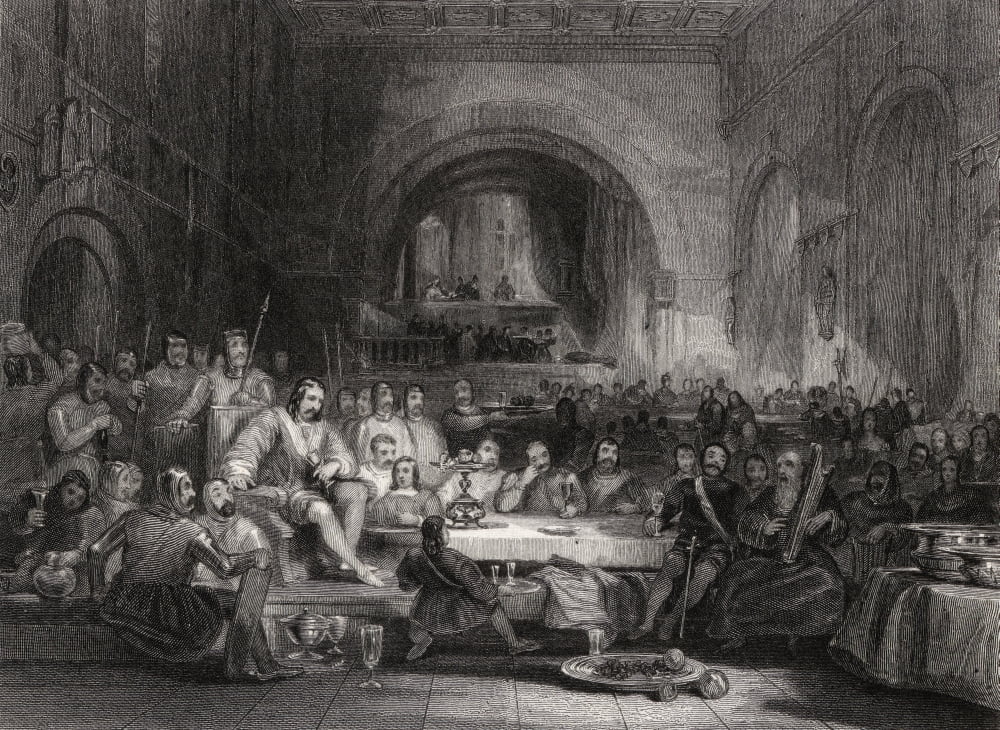Prince Llewellyn And His Barons Engraved By W Radclyffe After G Cattermole Canvas Art - Ken Welsh Design Pics (34 x 24)