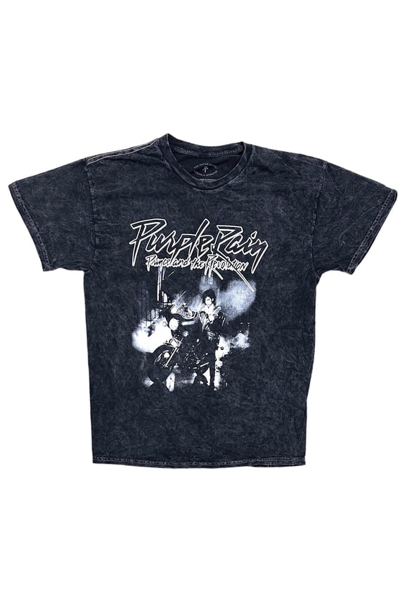Men's Purple Rain Mineral Stone Acid Distressed Vintage Wash Tee T-Shirt (Large, Black Vintage Wash)