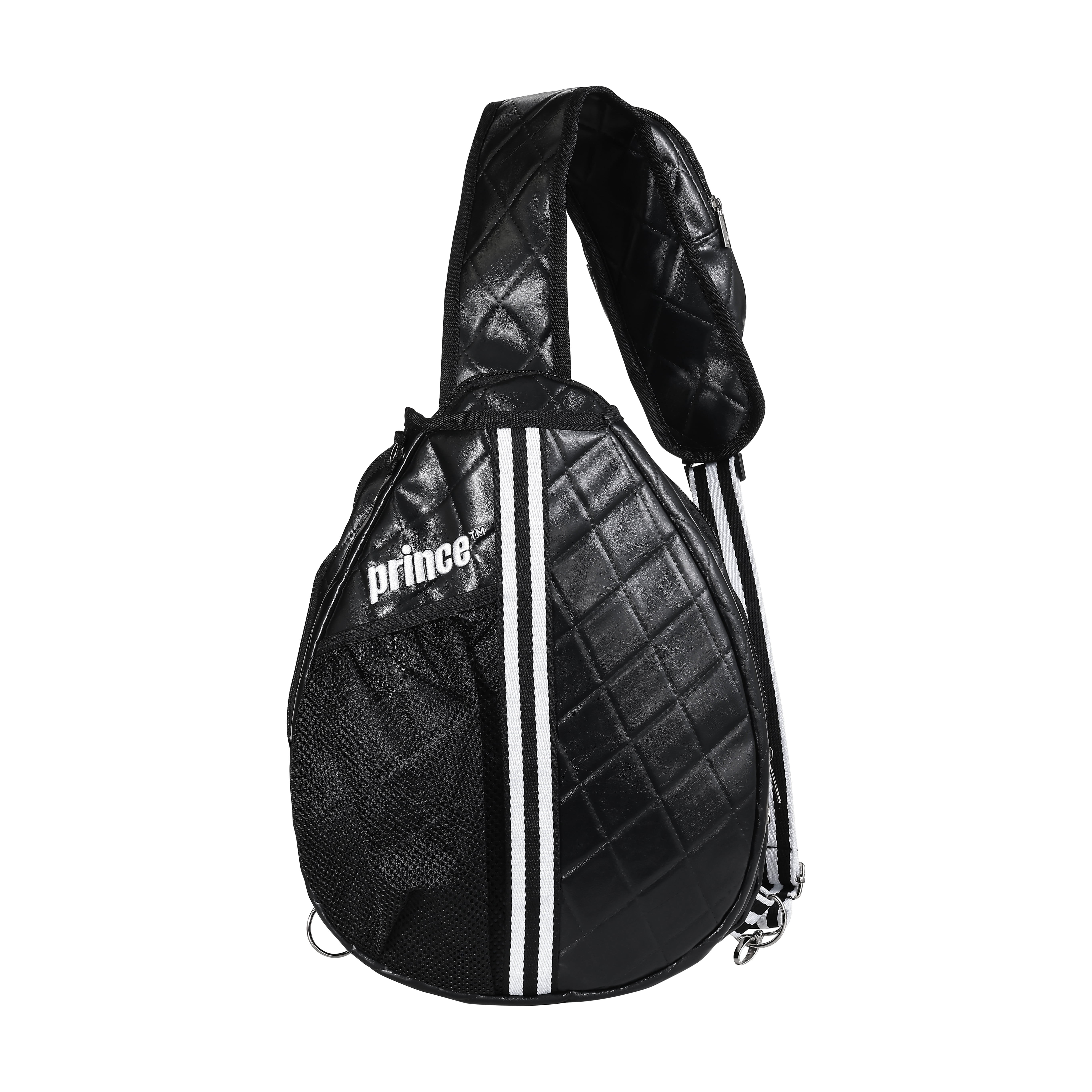 Prince Multi-Sport Racket Bag – Black Quilted Sling Backpack with Shoulder Pocket