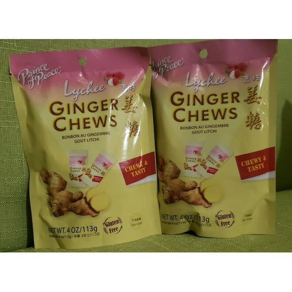 Prince Of Peace - Ginger Candy Chews with Lychee - 4 oz. (Pack of 2)