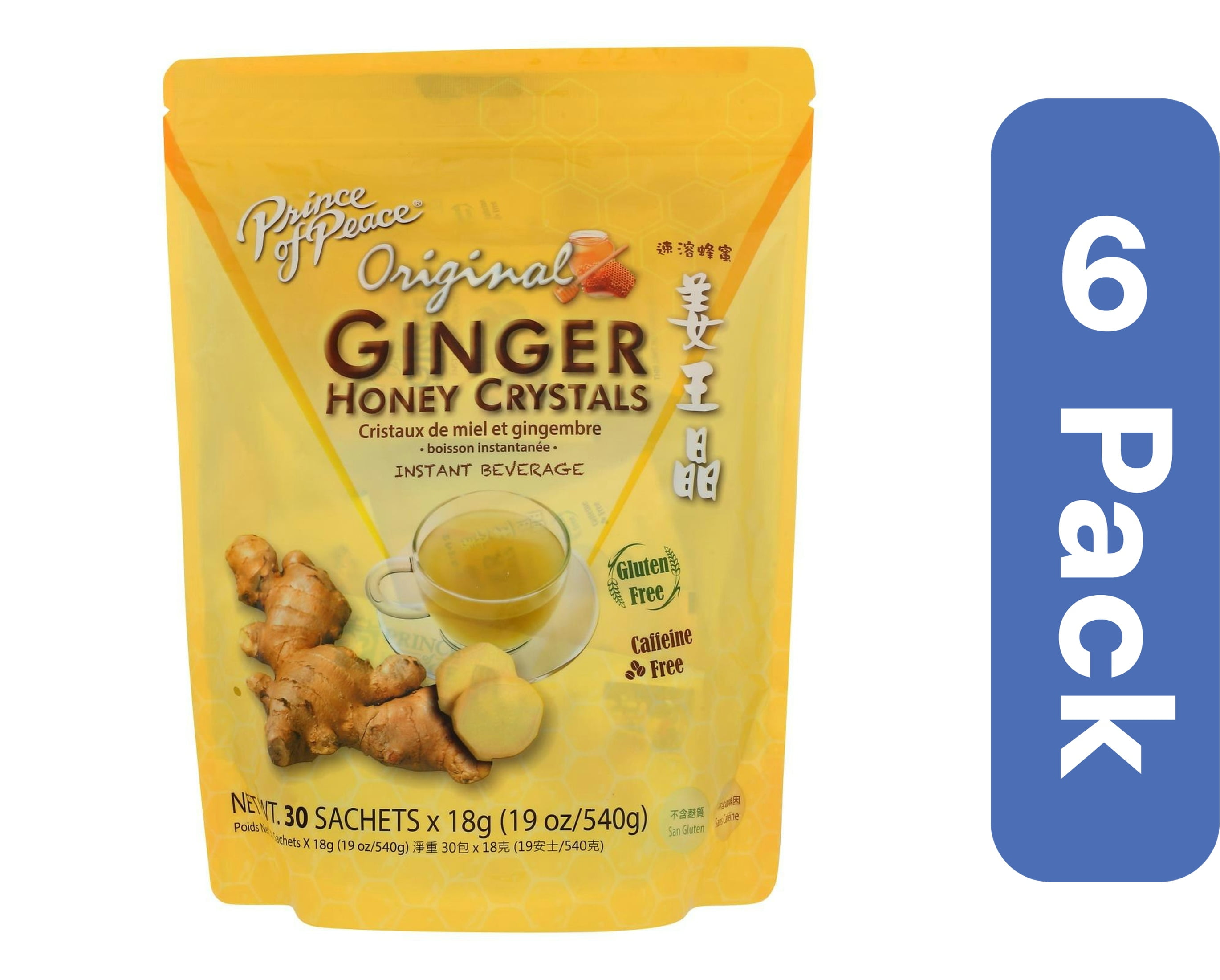 Prince Of Peace Instant Ginger Honey Crystals Tea 30 Bags (Pack Of 6)