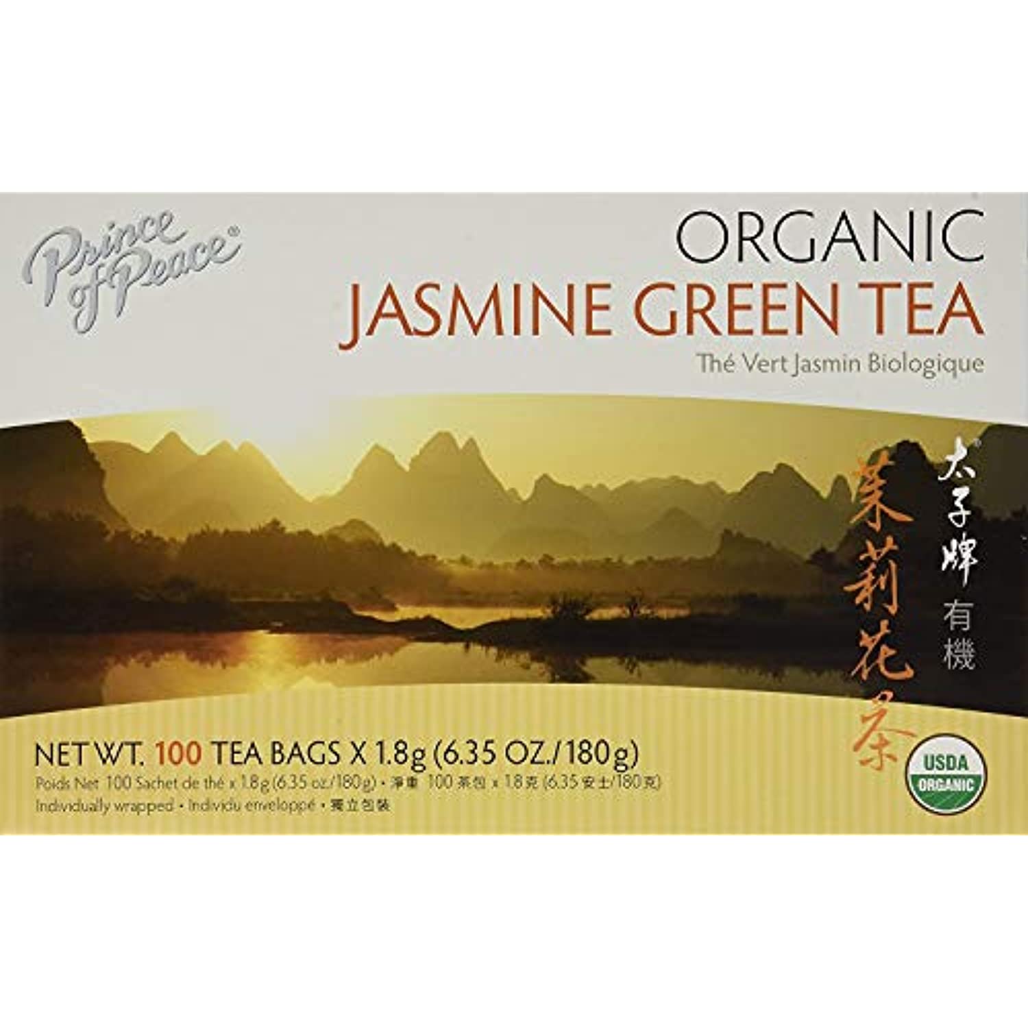 Prince Of Peace Organic Jasmine Green Tea, 2 Pack 100 Tea Bags Each