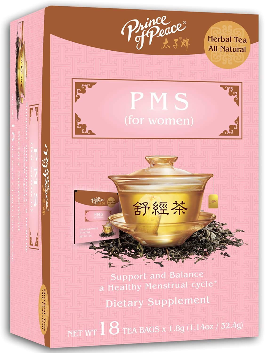 Prince Of Peace Pms Tea, 18 Tea Bags Herbal Tea For Menstrual Cycles