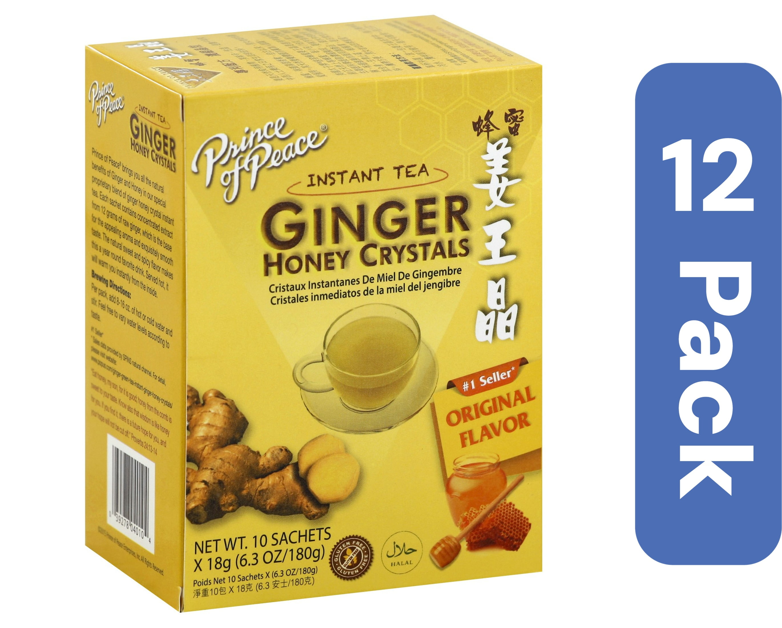 Prince Of Peace Tea Ginger Honey Crystals 10 Bags (Pack Of 12)