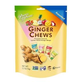Prince of Peace Ginger Chews Assorted Flavors, 2.2 lb. (Mango, Blood Orange, Pineapple Coconut, Lychee) Candied Ginger Candy Pack Ginger Chews Candy - Gluten Free