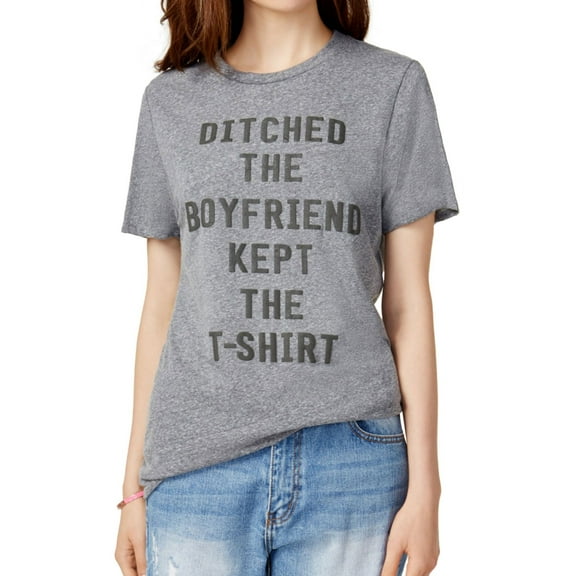 Prince Peter Womens Ditched The Boyfriend Graphic T-Shirt, Grey, Medium