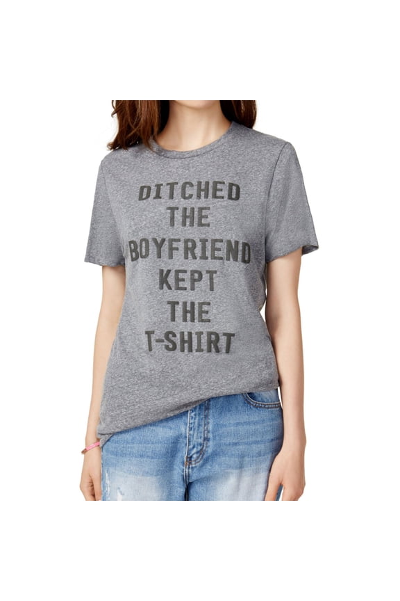 Prince Peter Womens Ditched The Boyfriend Graphic T-Shirt, Grey, Medium