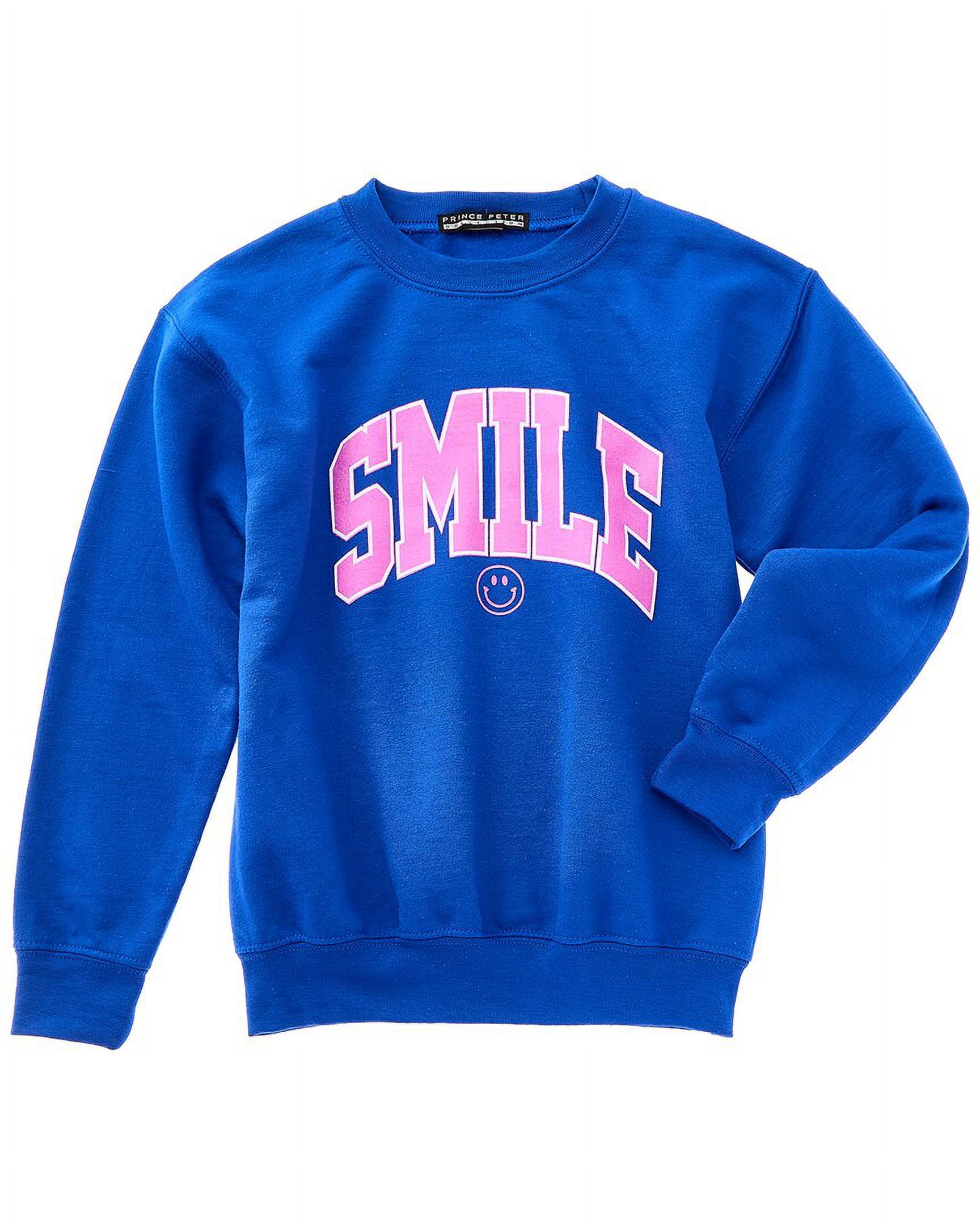 Prince Peter girls Smile Varsity Sweatshirt, S, Blue