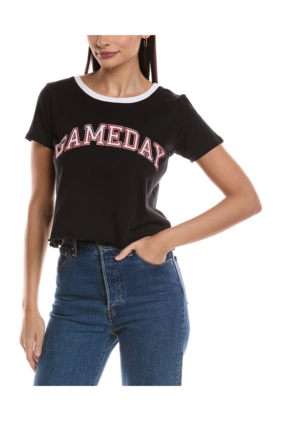 Prince Peter womens Gameday Oversized Crop T-Shirt, XL, Black