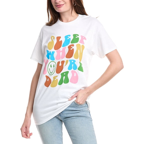 Prince Peter womens Sleep When You're Dead T-Shirt, xs, White