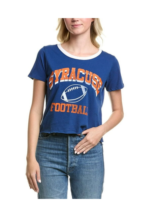 Prince Peter womens Syracuse Football Boyfriend Crop T-Shirt, l, Blue
