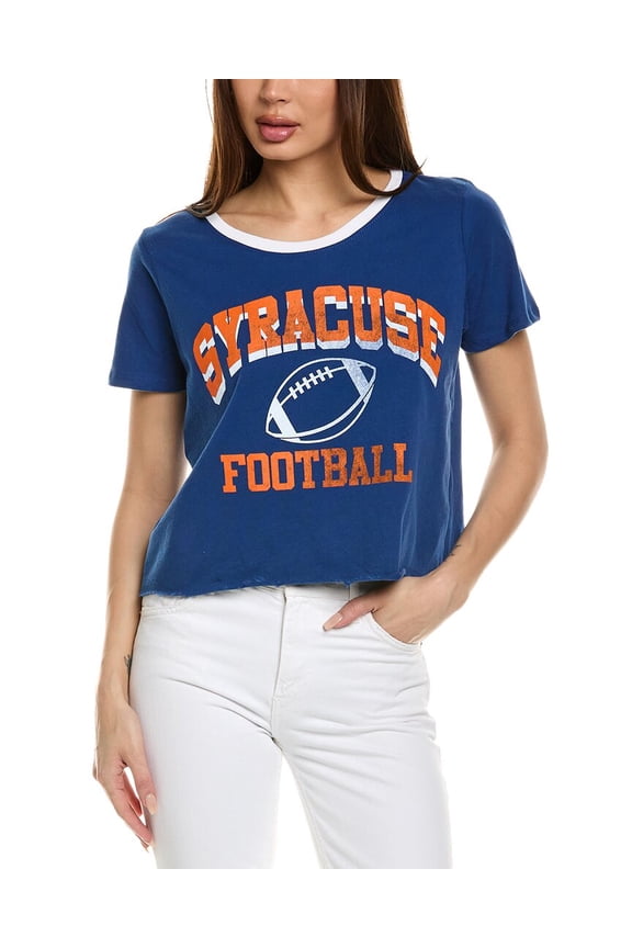 Prince Peter womens  Syracuse Football Crop T-Shirt, l, Blue