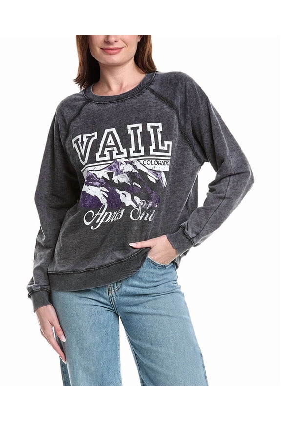 Prince Peter womens Vail Apres Ski Oversized Burnout Sweatshirt, m, Black