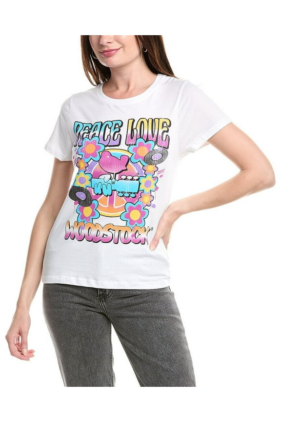 Prince Peter womens Woodstock Peace Love T-Shirt, xs, White