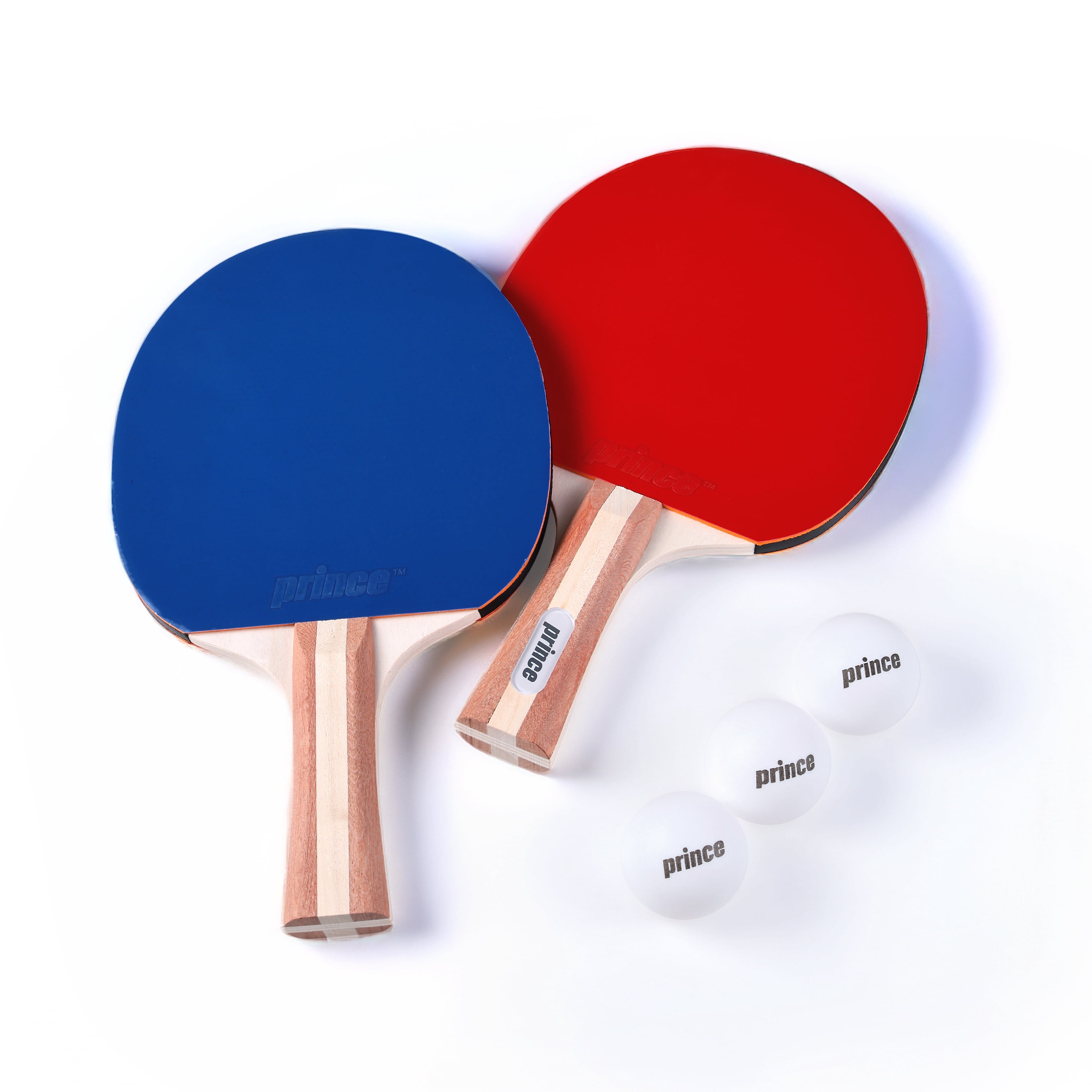 Prince Ping Pong 2 Player Set, Table Tennis Paddle & Ball Kit with 2 Paddles, 3 Balls, Wooden Handles, Rubber Paddle Surface & Portable Zipper Case for Practice, Family Games & Recreational Play