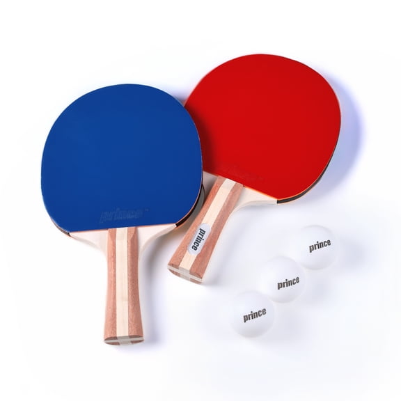 Prince Ping Pong 2 Player Set, Table Tennis Paddle & Ball Kit with 2 Paddles, 3 Balls, Wooden Handles, Rubber Paddle Surface & Portable Zipper Case for Practice, Family Games & Recreational Play
