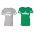 thumbnail image 1 of Prince & Princess Matching Couple Cotton Jerseys (Men Heather / Women Green) (Men S / Women XL), 1 of 3