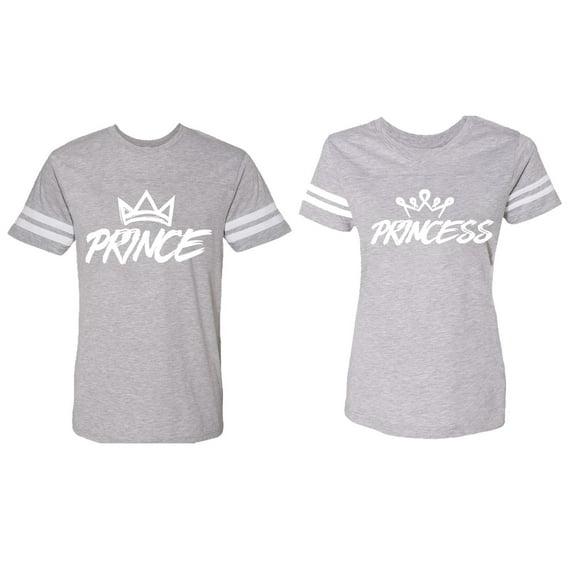Prince & Princess Matching Couple Cotton Jerseys (Men Heather / Women Heather) (Men L / Women S)